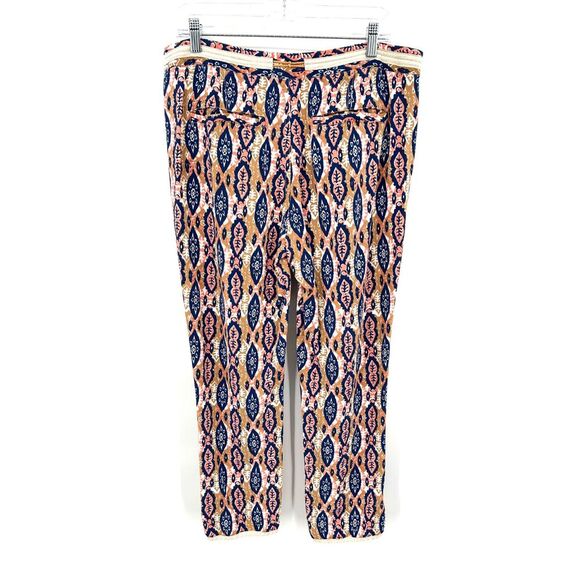 ANTHROPOLOGIE Pilcro Blue Pink Paz Ikat Waist Tie Ankle Slim Leg Pants Size 31 - Picture 3 of 8